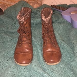 brown combat boots